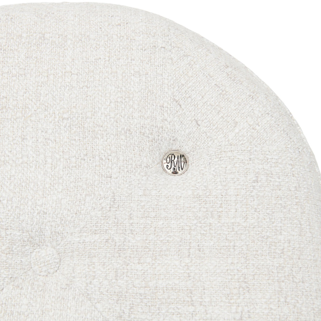 Bowery Footstool; Rich Tweed Antique White