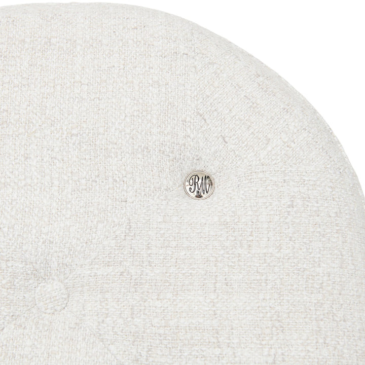 Bowery Footstool; Rich Tweed Antique White