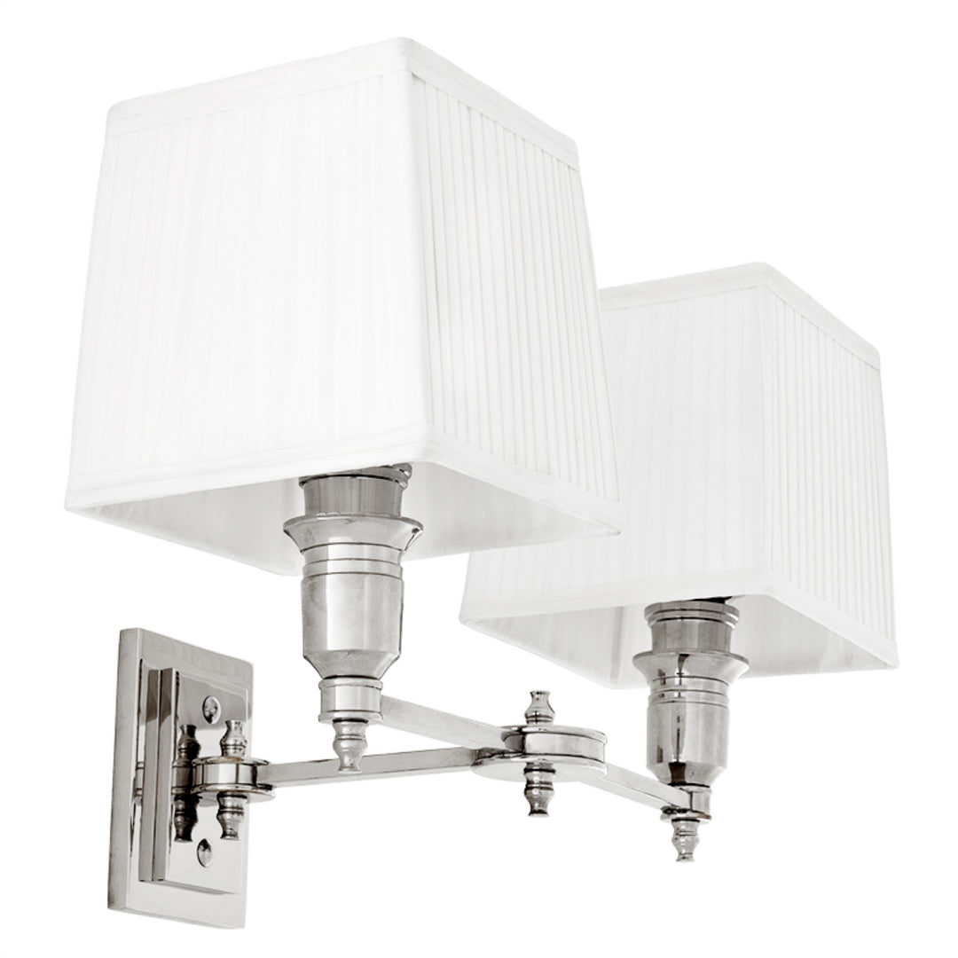 Eichholtz Wandlamp Lexington Double Nikkel Wit – afbeelding 1