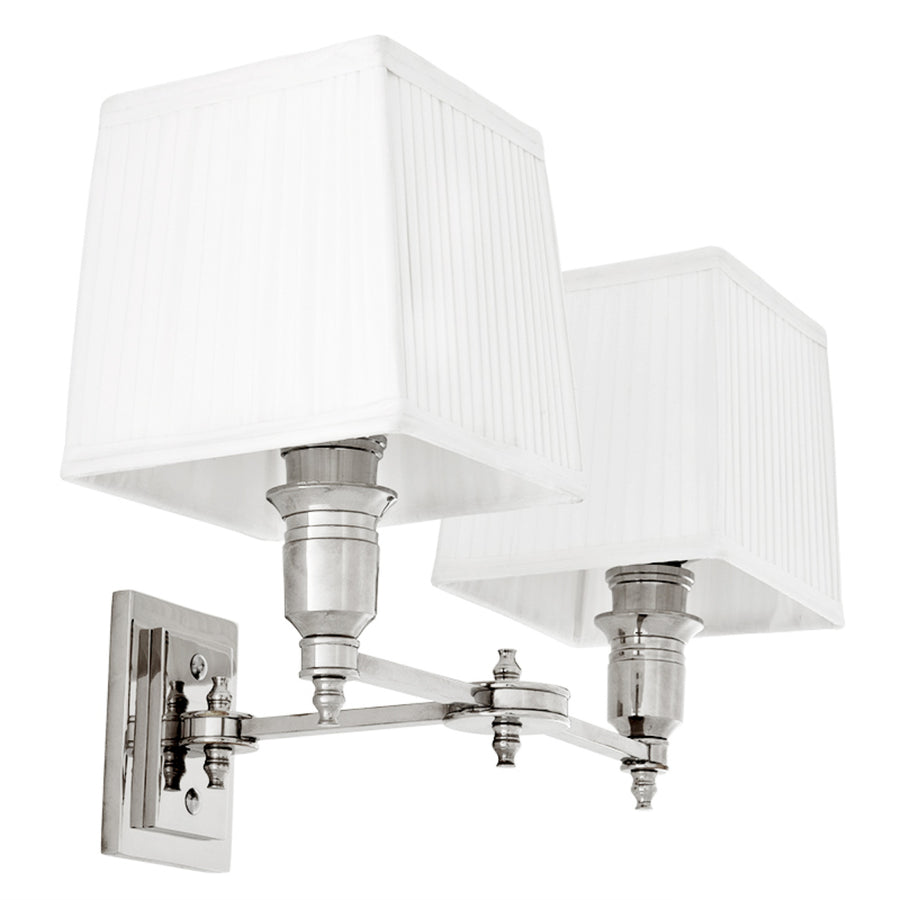 Eichholtz Wandlamp Lexington Double Nikkel Wit – afbeelding 1