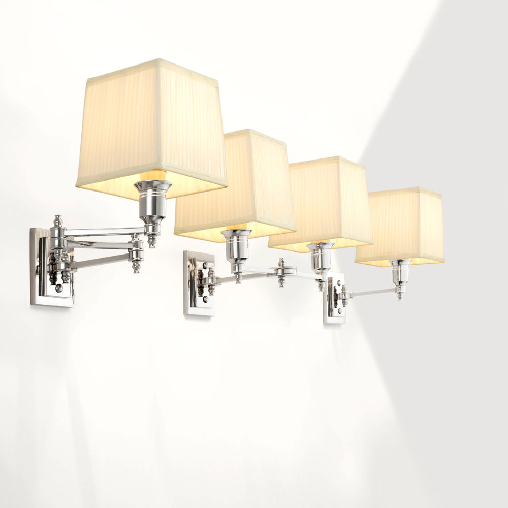 Eichholtz Wandlamp Lexington Double Nikkel Wit – afbeelding 2