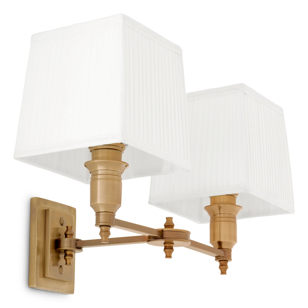 Eichholtz Wandlamp Lexington Double Antiek Messing Wit – afbeelding 1