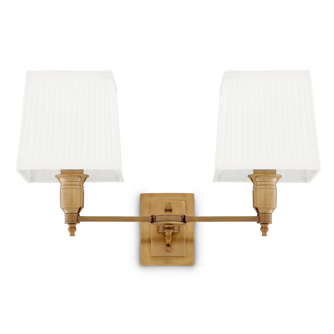 Eichholtz Wandlamp Lexington Double Antiek Messing Wit – afbeelding 2