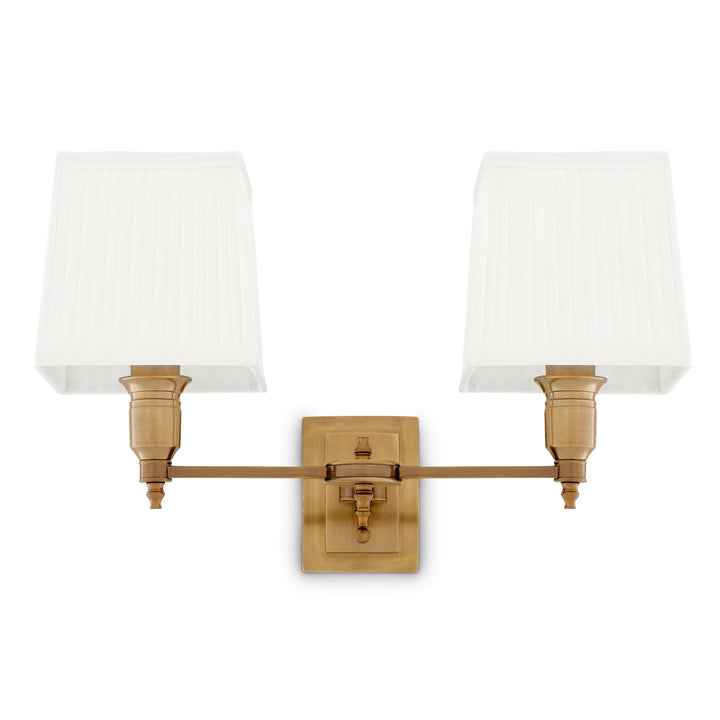 Eichholtz Wandlamp Lexington Double Antiek Messing Wit – afbeelding 2