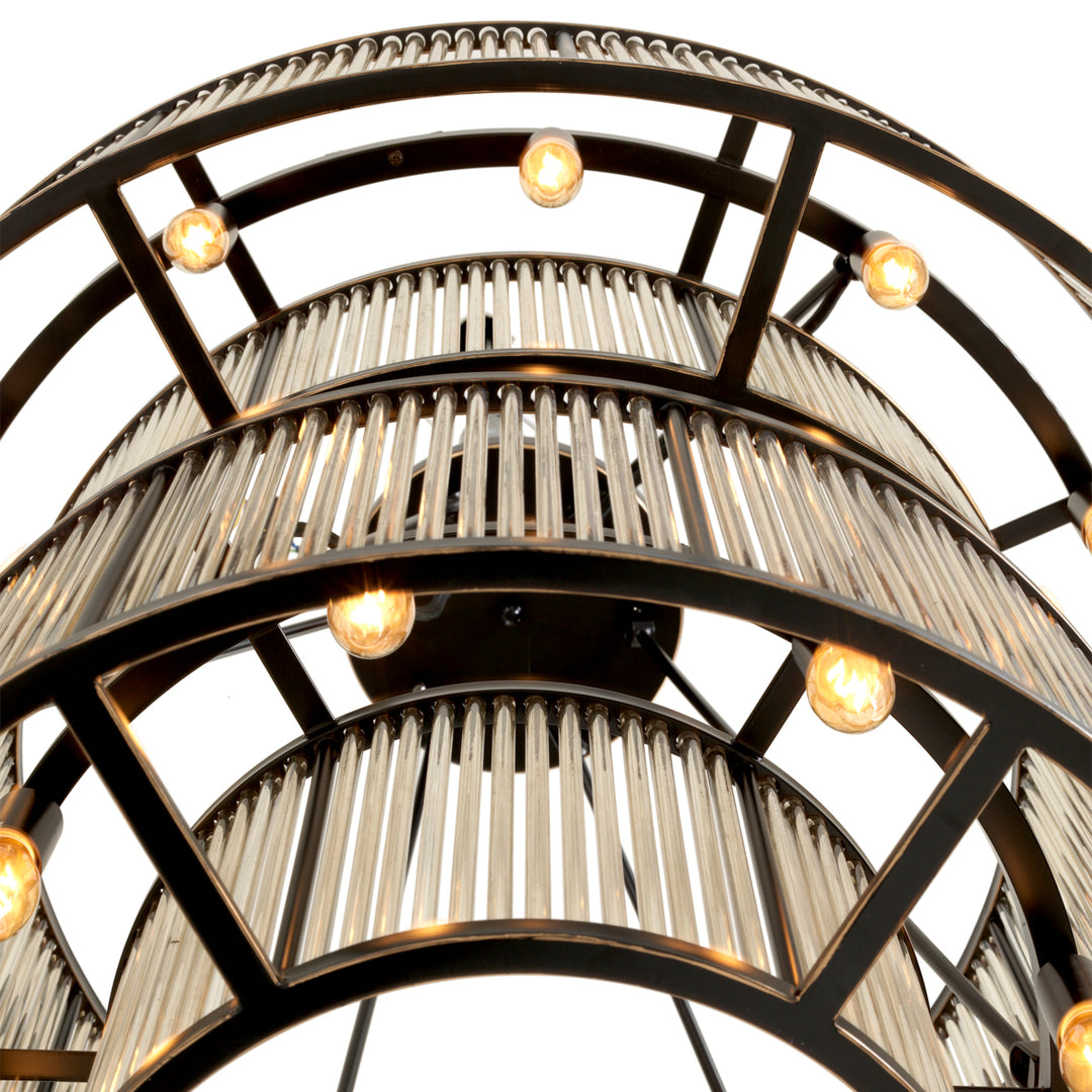 Eichholtz Chandelier Bernardi Bronze Highlight Vintage Glass