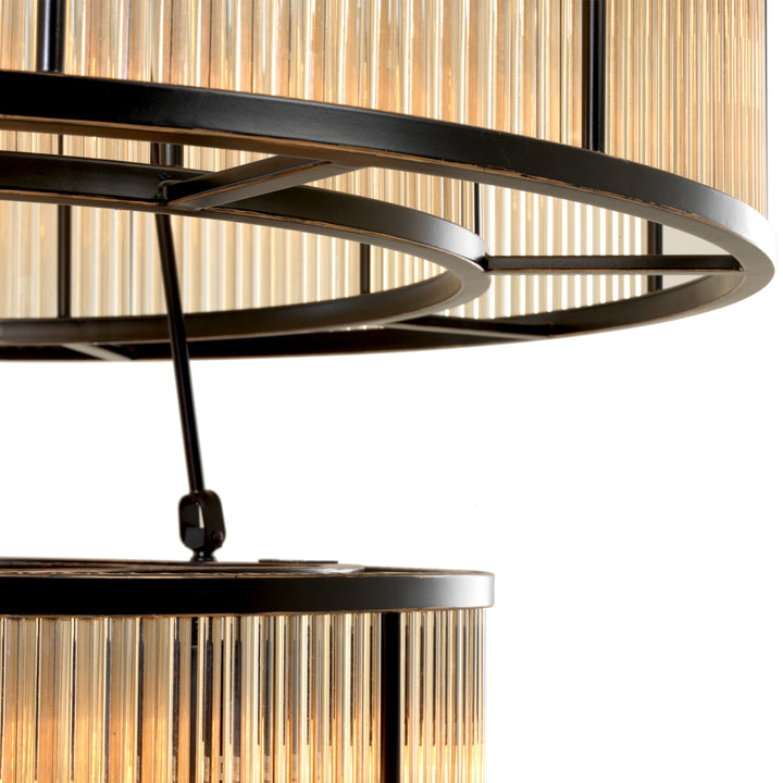 Eichholtz Chandelier Bernardi Bronze Highlight Vintage Glass