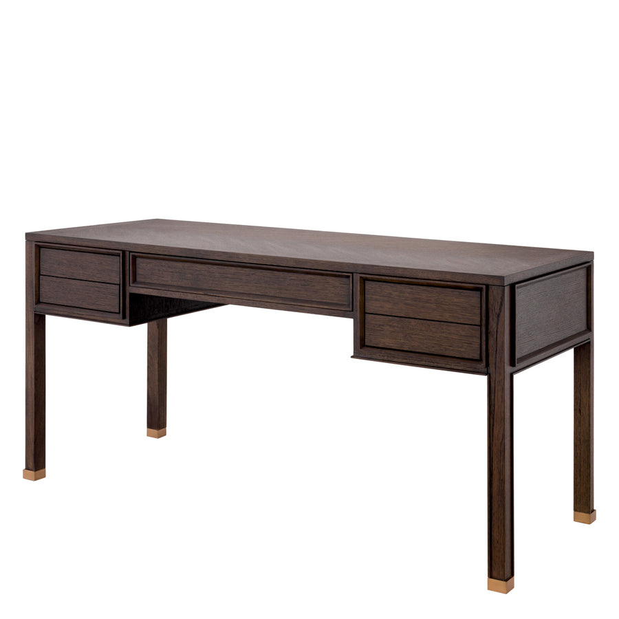 Eichholtz Bureau Melchior Brown Oak Brushed Brass