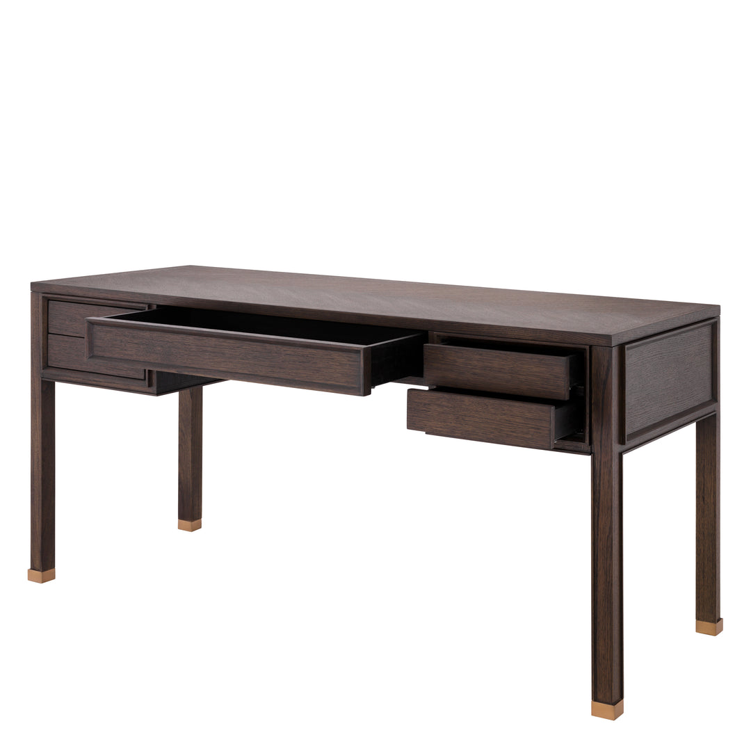 Eichholtz Bureau Melchior Brown Oak Brushed Brass