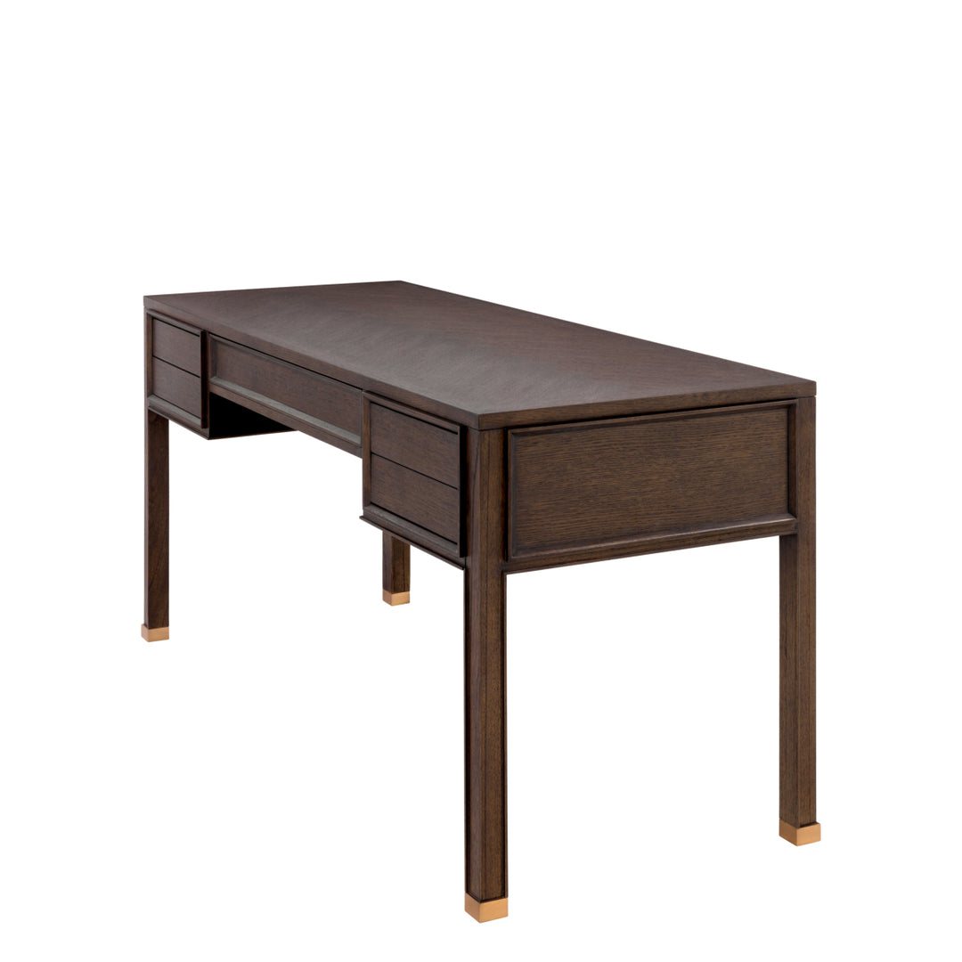 Eichholtz Bureau Melchior Brown Oak Brushed Brass