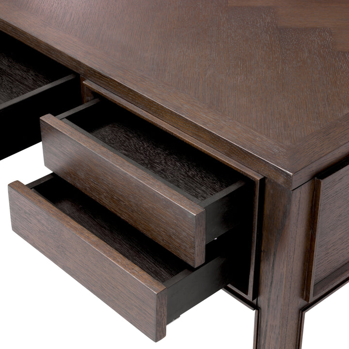 Eichholtz Bureau Melchior Brown Oak Brushed Brass