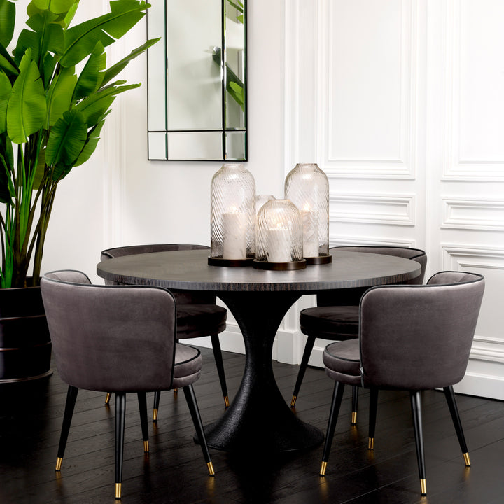 Eichholtz Eettafel Melchior Round Charcoal Oak Bronze