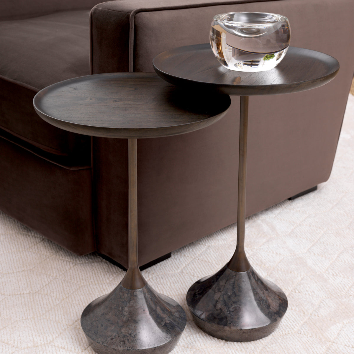 Eichholtz Bijzettafel Puglia Set van 2 Grey Marble Mocha