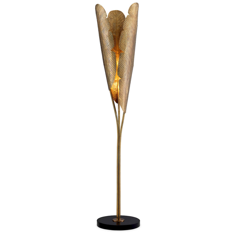 Eichholtz Vloerlamp Plantain Vintage Brass Black Granite