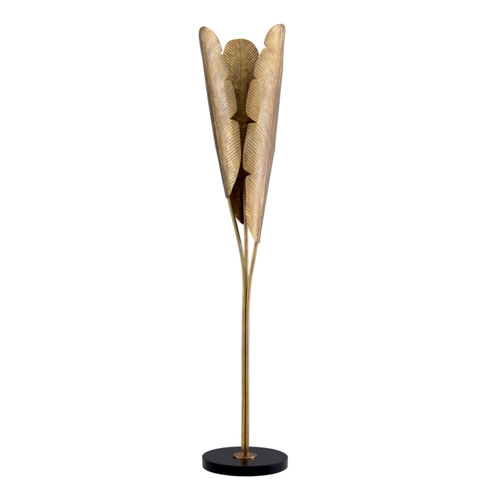 Eichholtz Vloerlamp Plantain Vintage Brass Black Granite