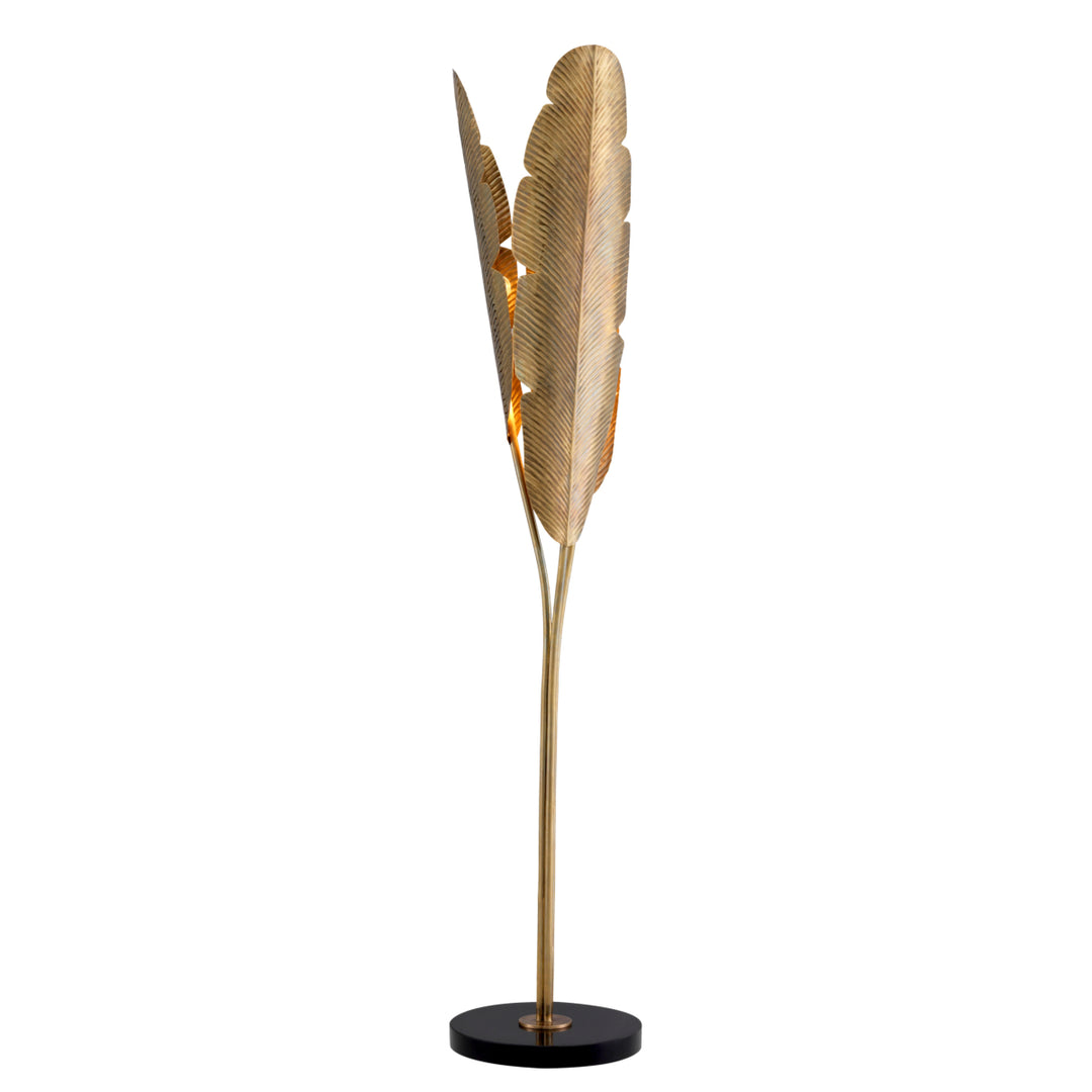 Eichholtz Vloerlamp Plantain Vintage Brass Black Granite