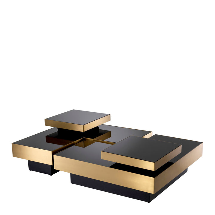 Eichholtz Salontafel Nio Set of 4 Brushed Brass Black Glass