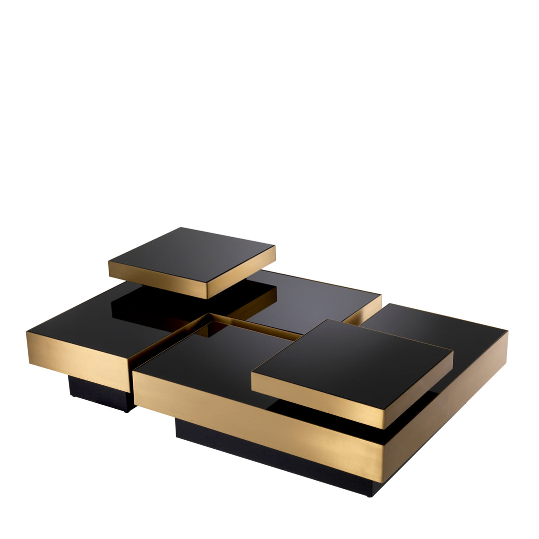 Eichholtz Salontafel Nio Set of 4 Brushed Brass Black Glass