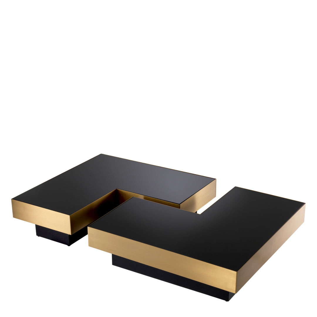 Eichholtz Salontafel Nio Set of 4 Brushed Brass Black Glass