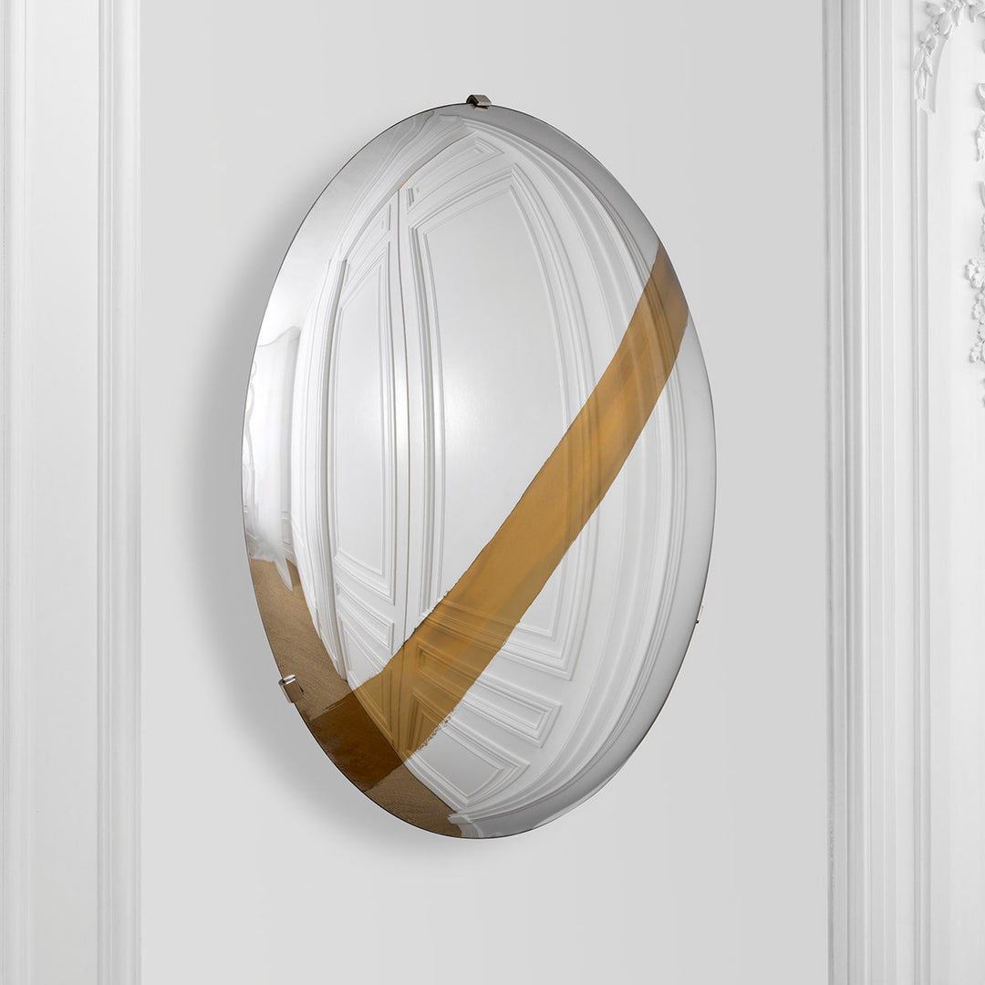 Eichholtz Wandobject Cleveland Convex Mirror Glass Gold Stripe