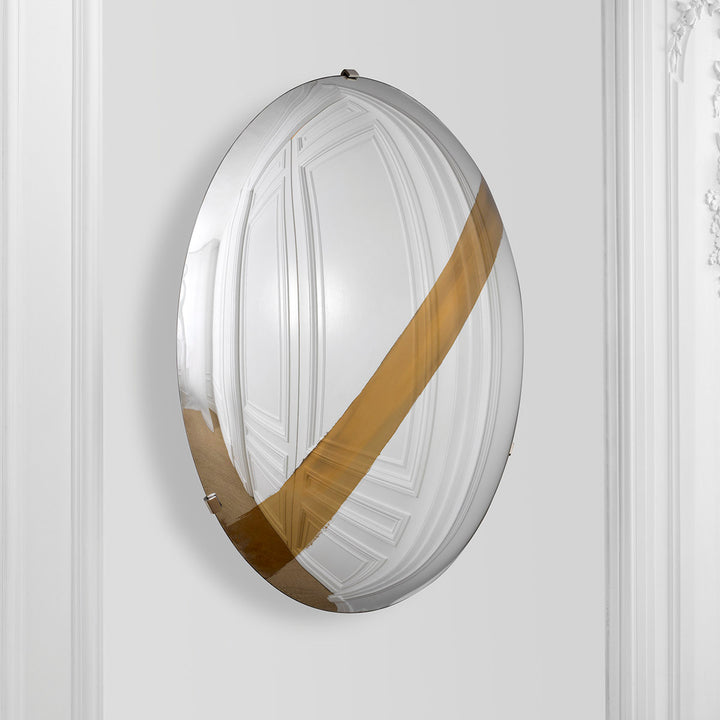 Eichholtz Wandobject Cleveland Convex Mirror Glass Gold Stripe