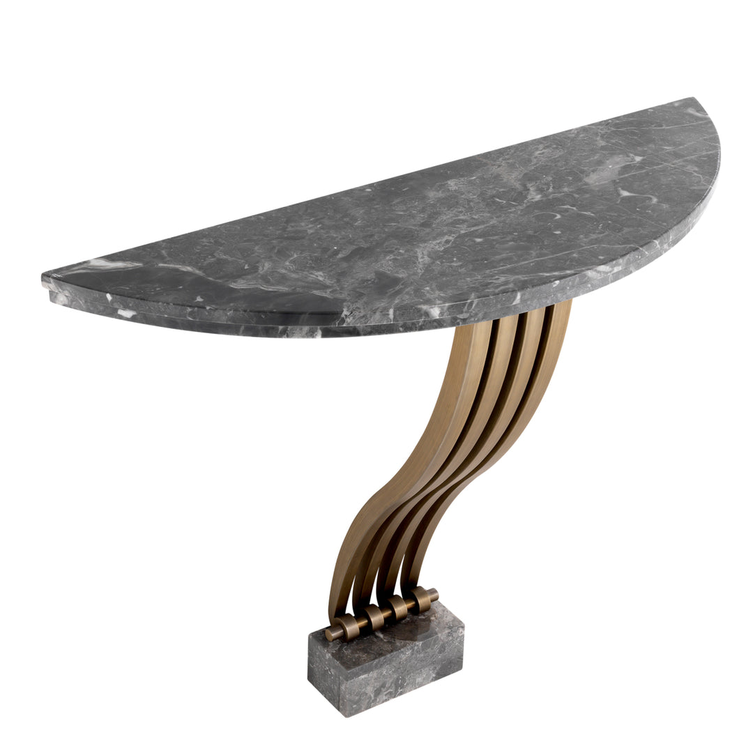 Eichholtz Consoletafel Renaissance Brushed Brass Grijs Marmer