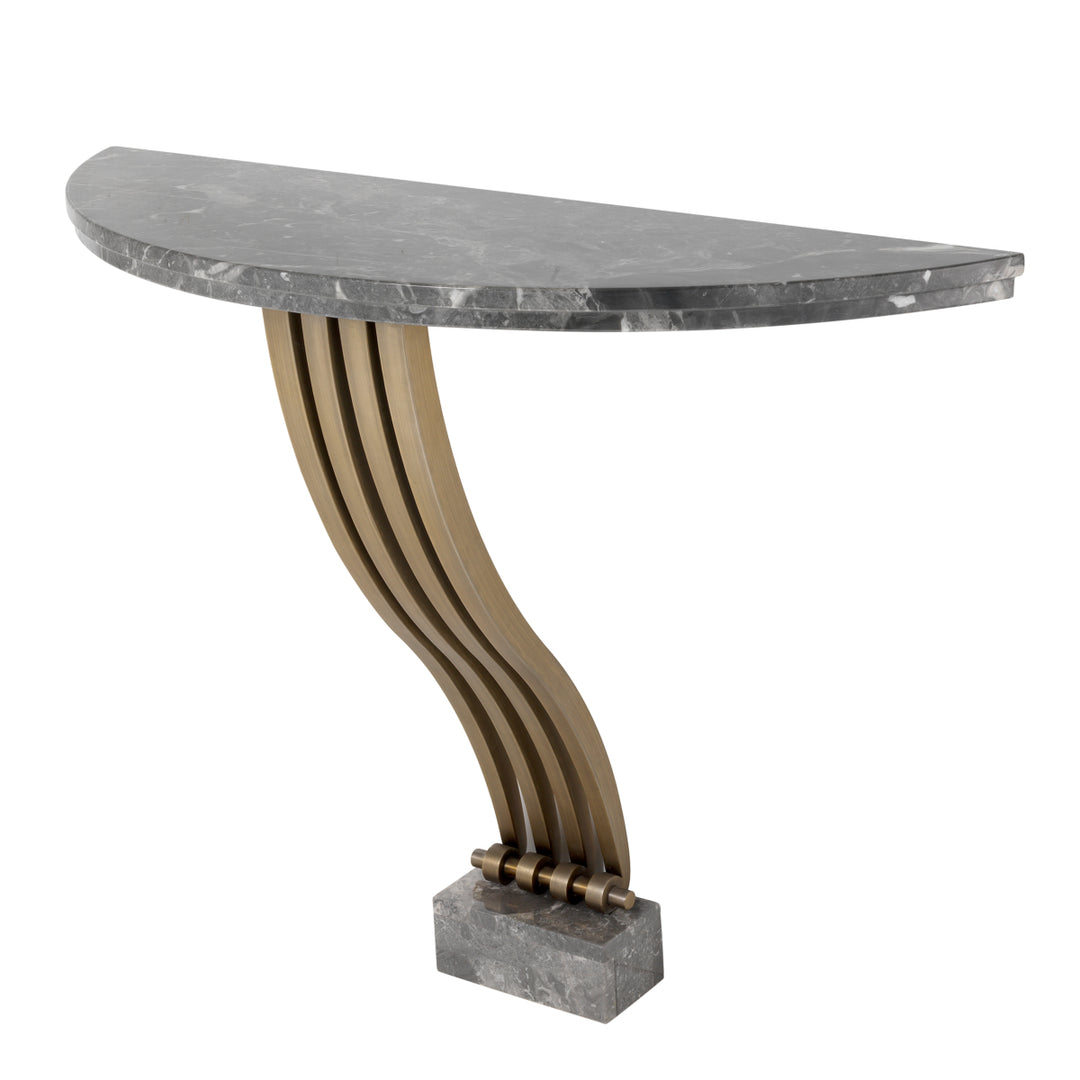 Eichholtz Consoletafel Renaissance Brushed Brass Grijs Marmer