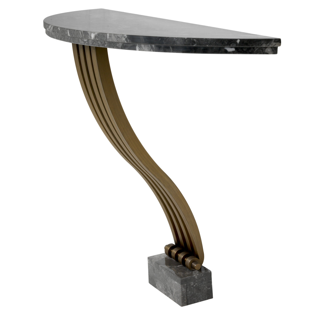 Eichholtz Consoletafel Renaissance Brushed Brass Grijs Marmer