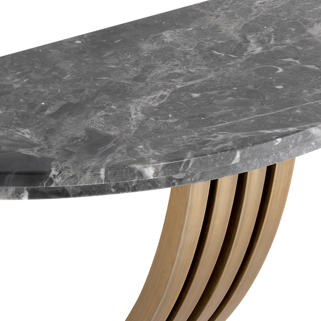 Eichholtz Consoletafel Renaissance Brushed Brass Grijs Marmer