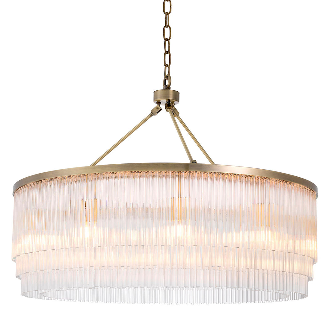 Eichholtz Chandelier Hector L Light Brushed Brass Clear Glass