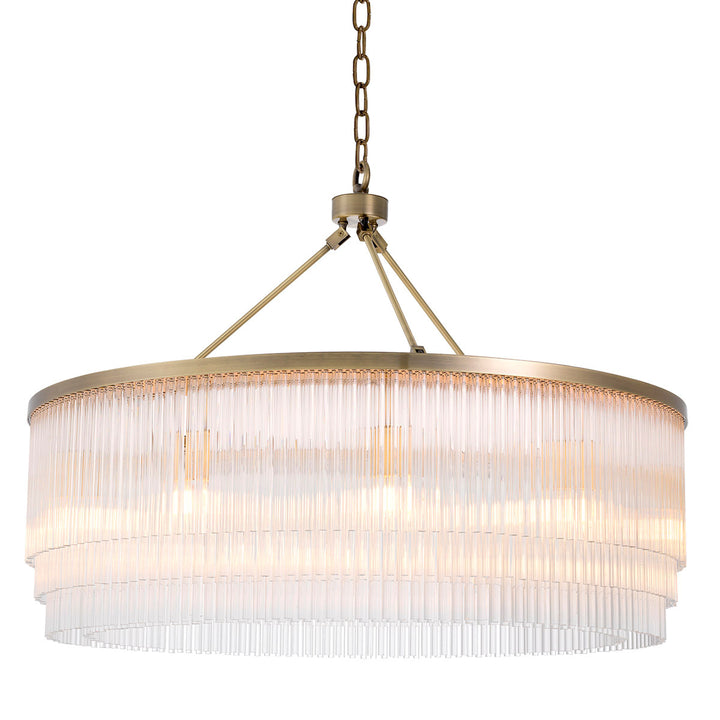 Eichholtz Chandelier Hector L Light Brushed Brass Clear Glass