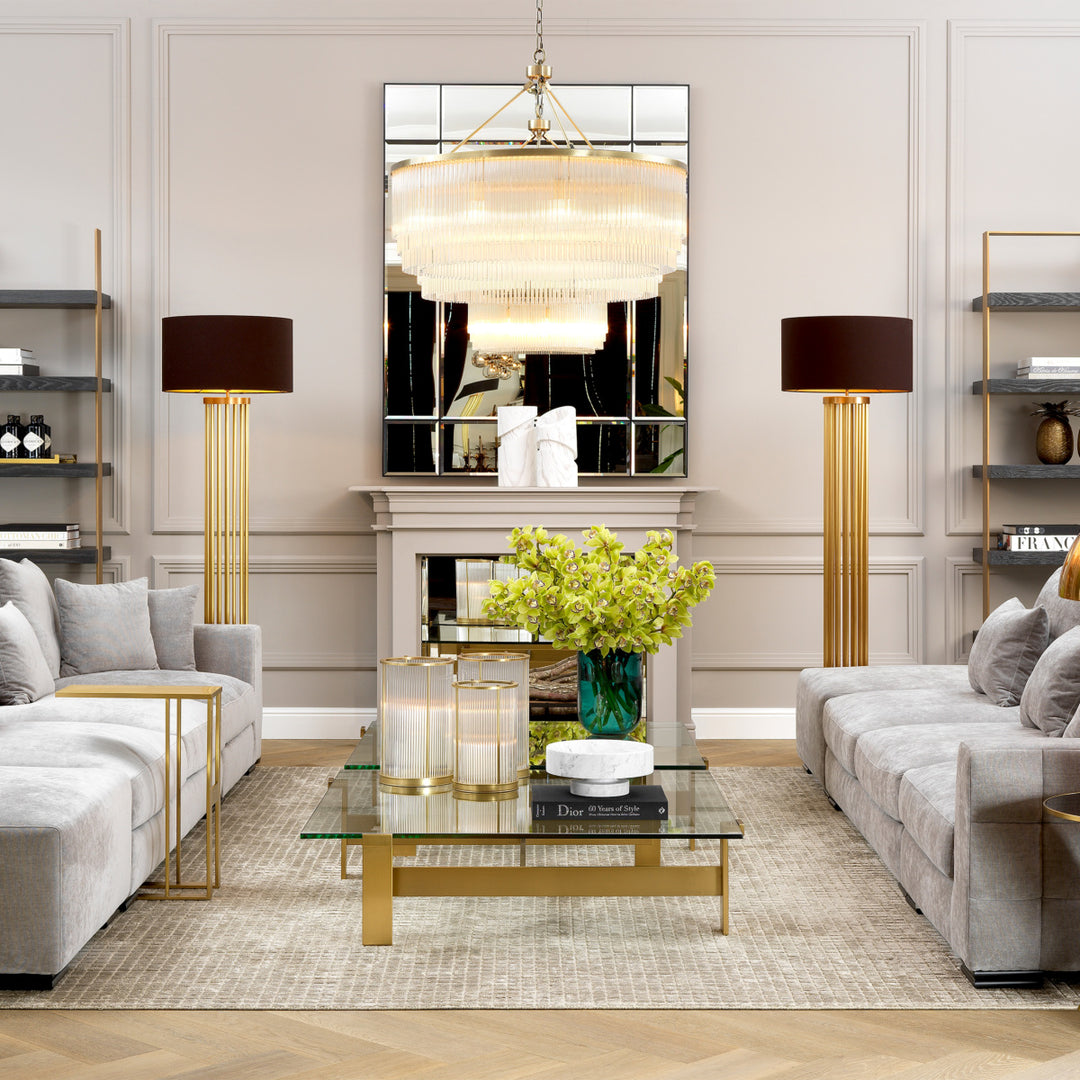 Eichholtz Chandelier Hector L Light Brushed Brass Clear Glass