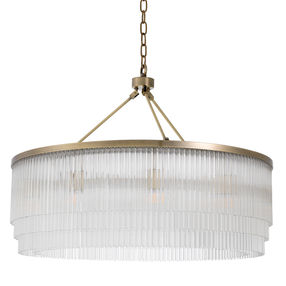 Eichholtz Chandelier Hector L Light Brushed Brass Clear Glass