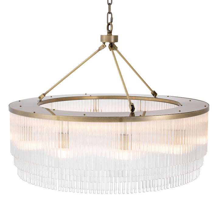 Eichholtz Chandelier Hector L Light Brushed Brass Clear Glass