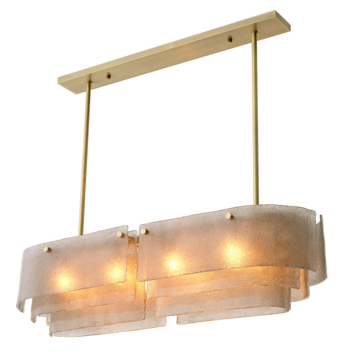 Eichholtz Chandelier Joy of Light Light Brushed Brass Hand Blown Glass
