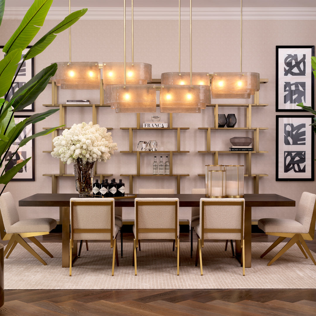 Eichholtz Chandelier Joy of Light Light Brushed Brass Hand Blown Glass