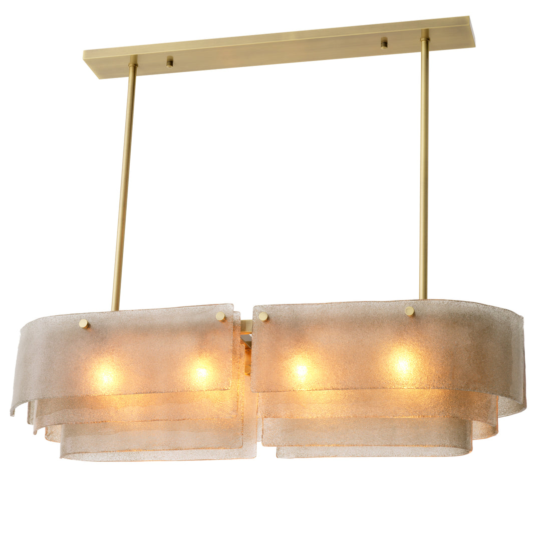 Eichholtz Chandelier Joy of Light Light Brushed Brass Hand Blown Glass