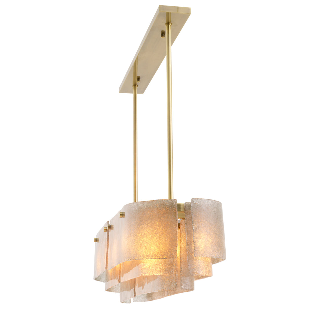 Eichholtz Chandelier Joy of Light Light Brushed Brass Hand Blown Glass