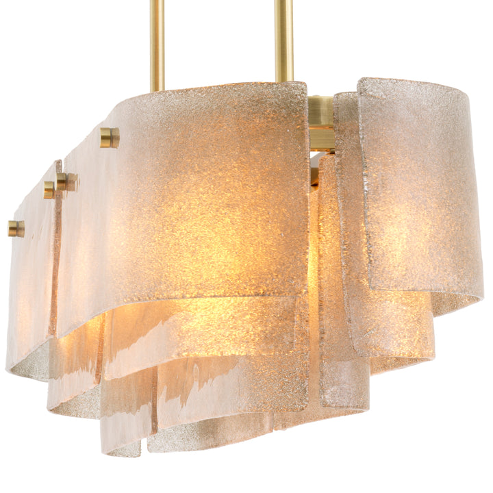 Eichholtz Chandelier Joy of Light Light Brushed Brass Hand Blown Glass