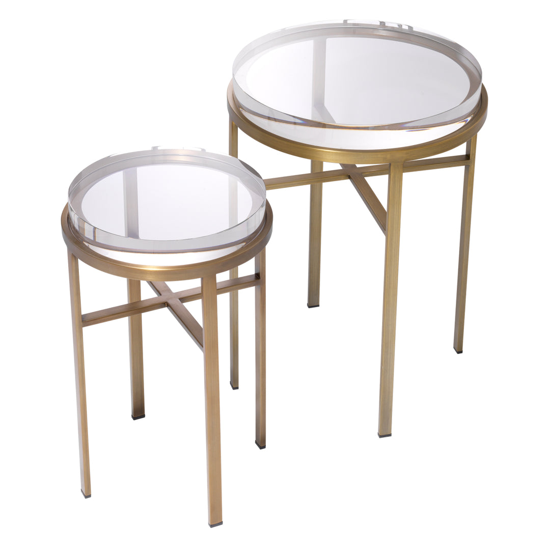Eichholtz Bijzettafel Hoxton Set of 2 Brushed Brass Clear Glass
