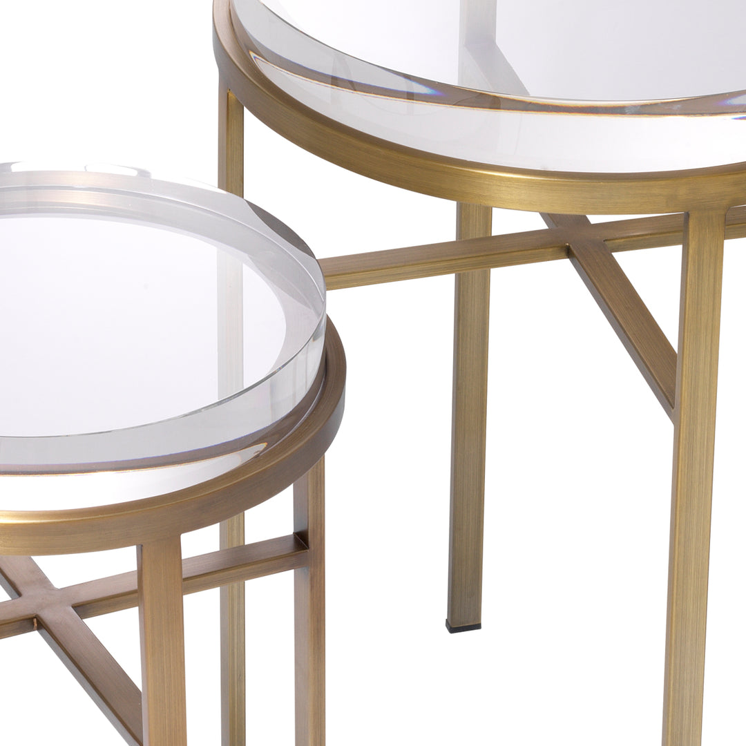 Eichholtz Bijzettafel Hoxton Set of 2 Brushed Brass Clear Glass