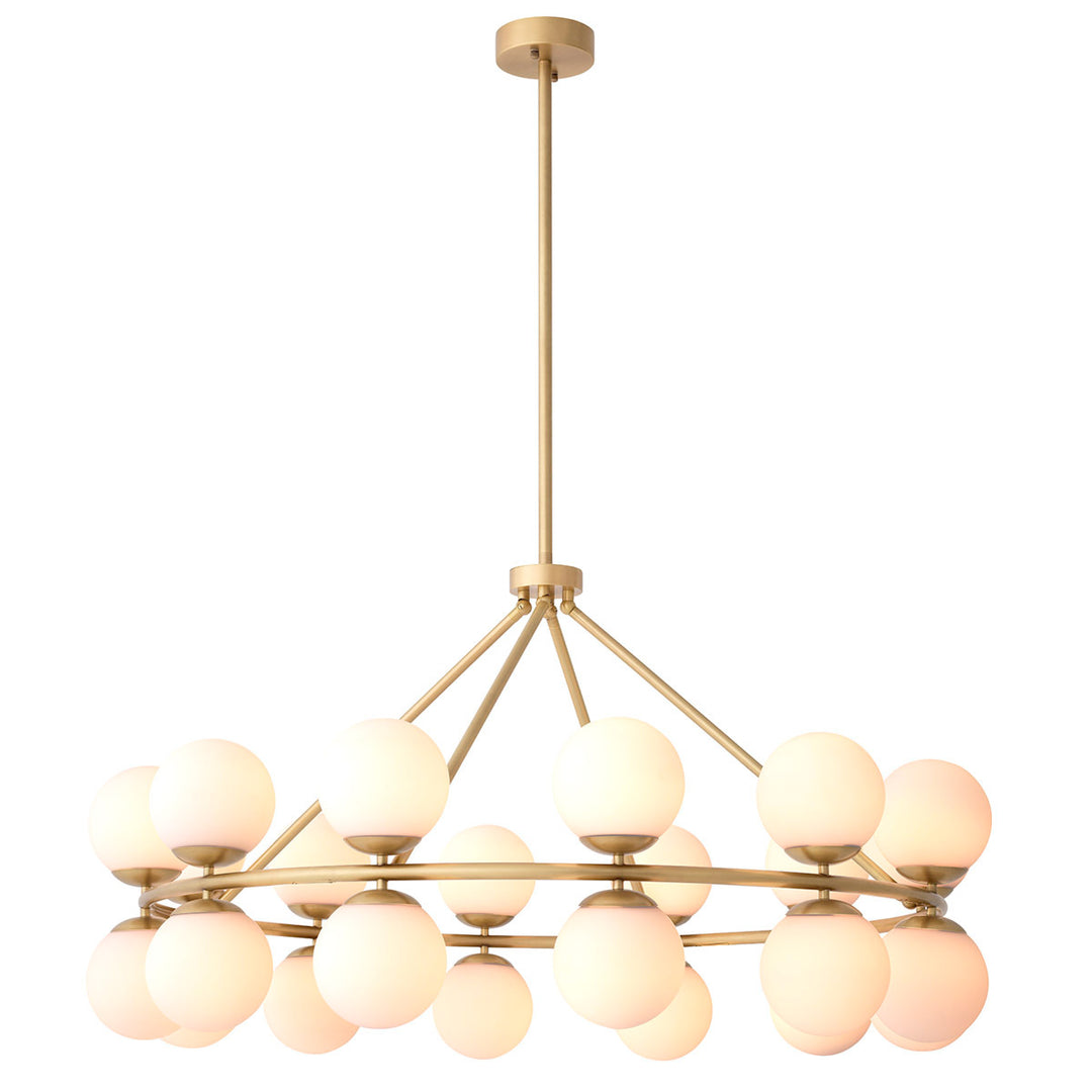 Eichholtz Chandelier Hutchinson Antique Brass White Glass