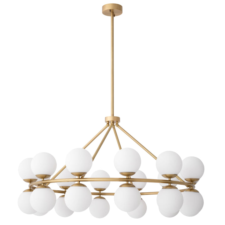 Eichholtz Chandelier Hutchinson Antique Brass White Glass