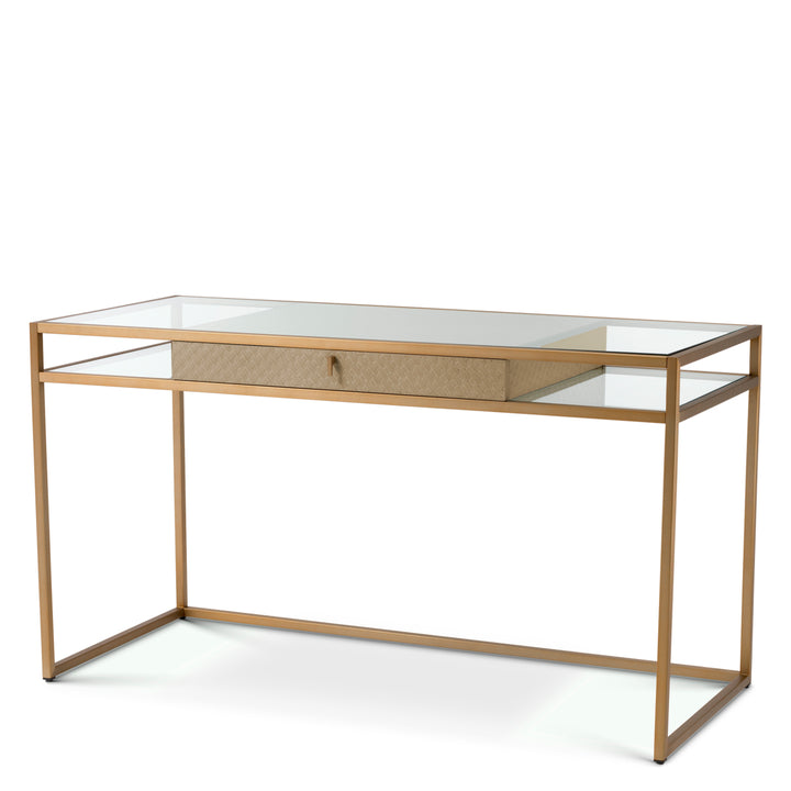 Eichholtz Bureau Napa Valley Woven Washed Oak Brushed Brass