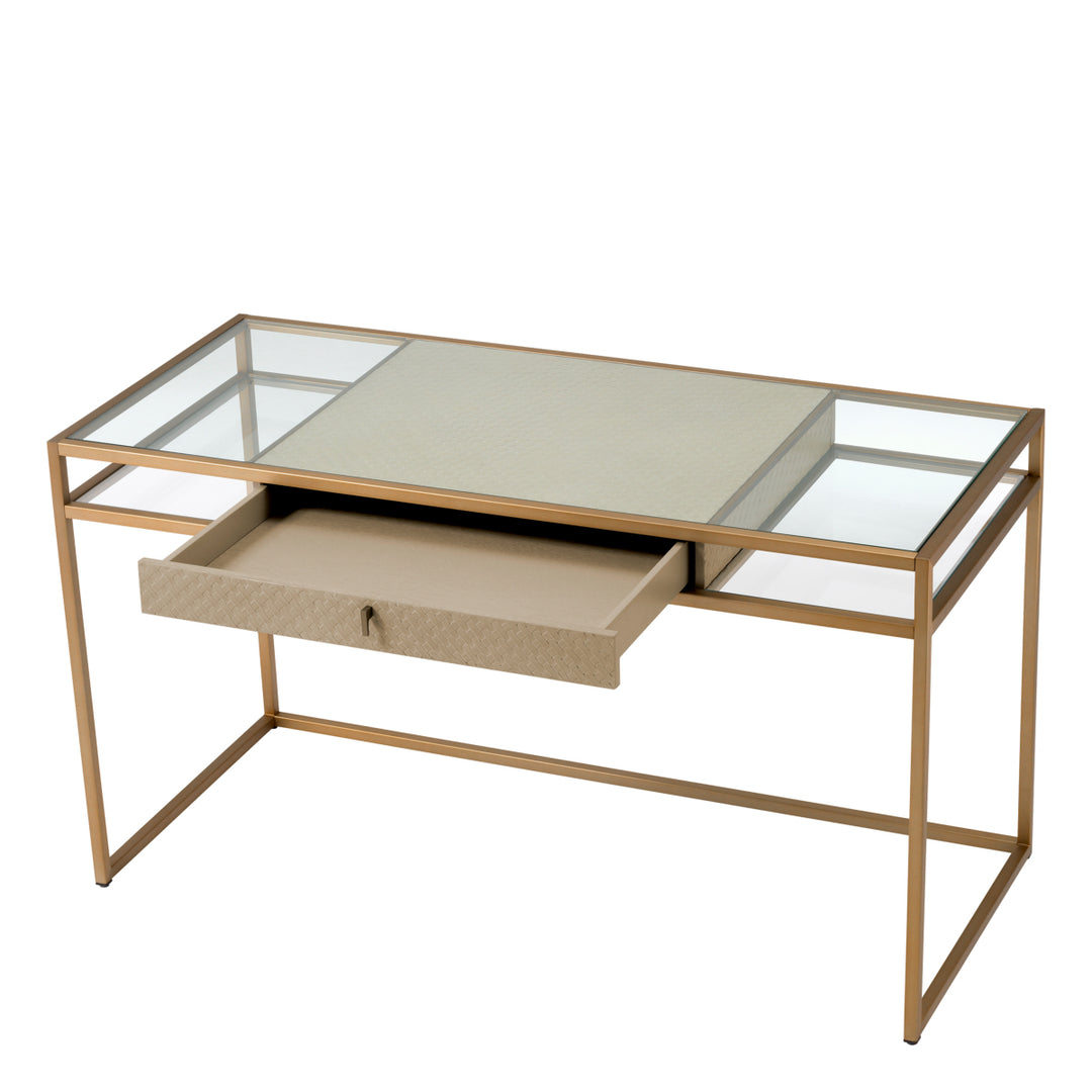 Eichholtz Bureau Napa Valley Woven Washed Oak Brushed Brass