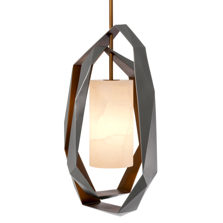 Eichholtz Chandelier Santos Double Gunmetal Antique Brass Alabaster
