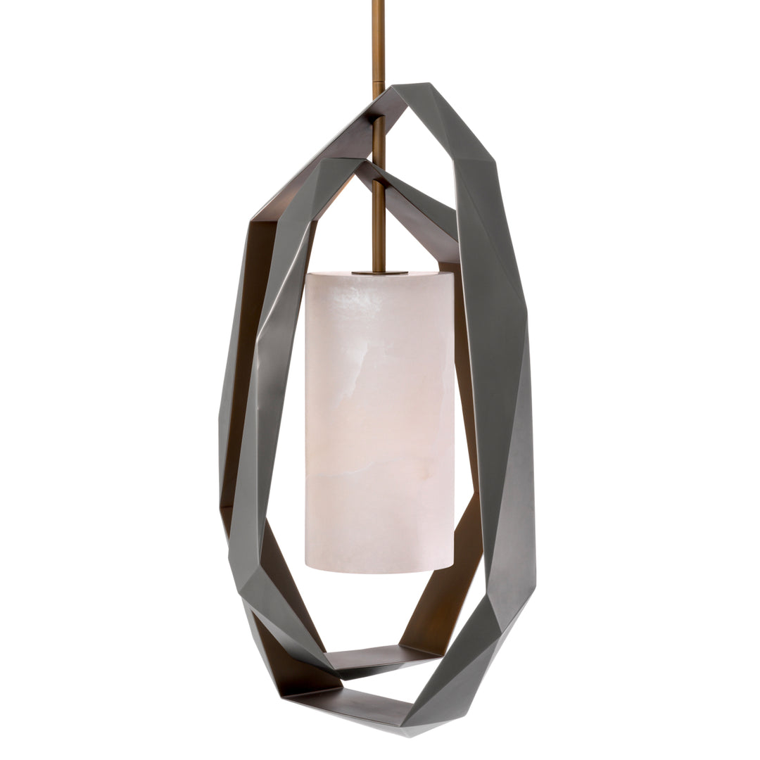 Eichholtz Chandelier Santos Double Gunmetal Antique Brass Alabaster