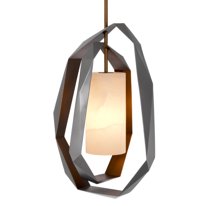 Eichholtz Chandelier Santos Double Gunmetal Antique Brass Alabaster