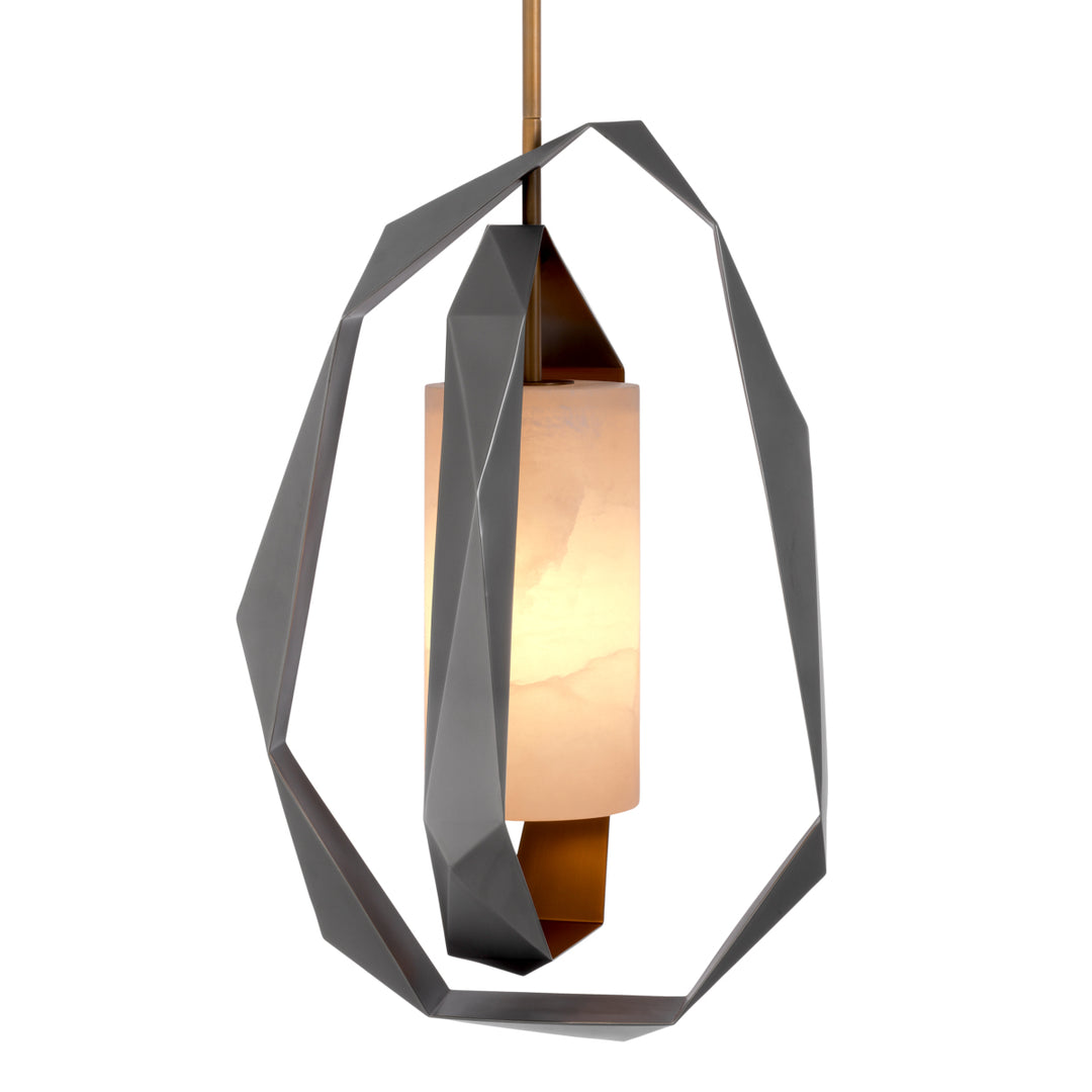 Eichholtz Chandelier Santos Double Gunmetal Antique Brass Alabaster