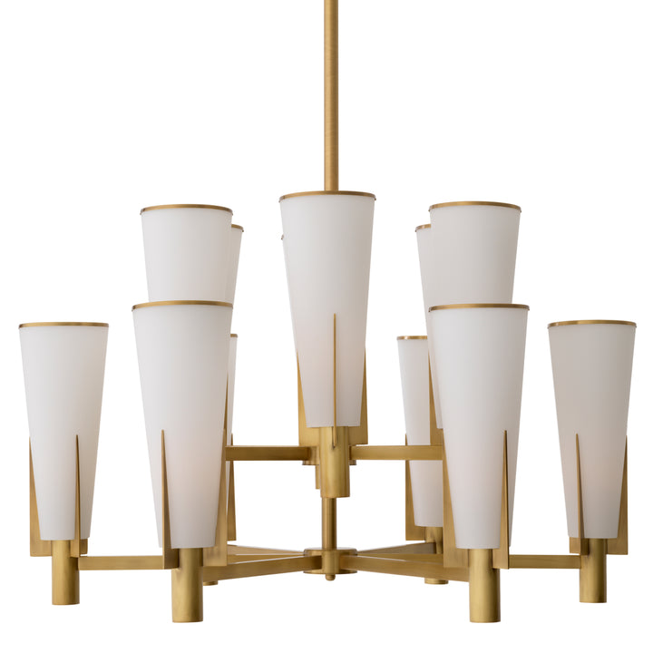 Eichholtz Chandelier Dino Double Antique Brass White Glass