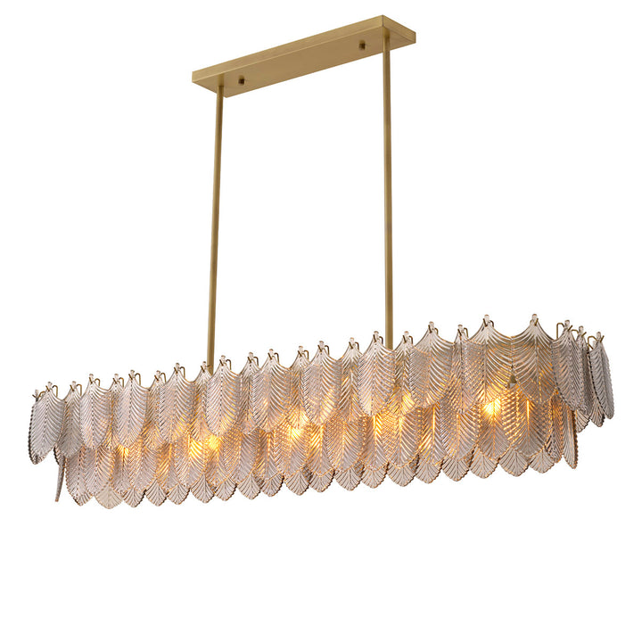 Eichholtz Kroonluchter Verbier Rectangular Light Brushed Brass Smoke Glass